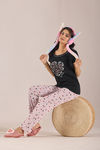 Sweet Moon Knit Cotton Pyjama Set - Nude Violet Black — thumbnail 4